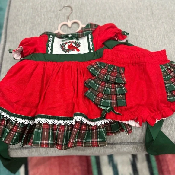 Festive Red and Green Plaid Kids Formal Dress Set - Picture 1 of 1
